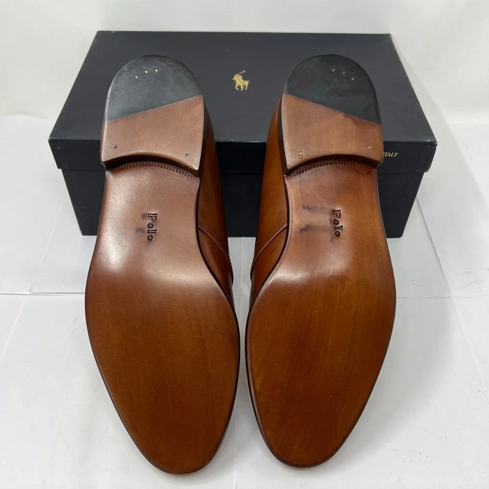 Ralph Lauren Monkstrap Dress Shoes 8.5D – Leather &‎ Woven Straw Detail, VTG New